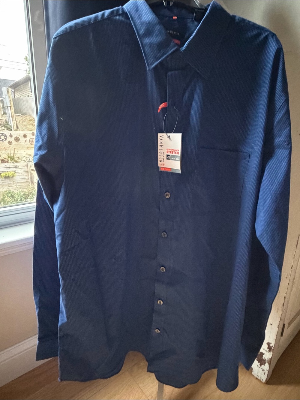 NWT Van Heusen Men's Navy Blue Big & Tall Stretch Dress Shirt